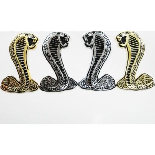 1X 3D Metal Snake Cobra Car Emblem Tail Badge Sticker Auto Rear Trunk Side sticker gold silver For Ford