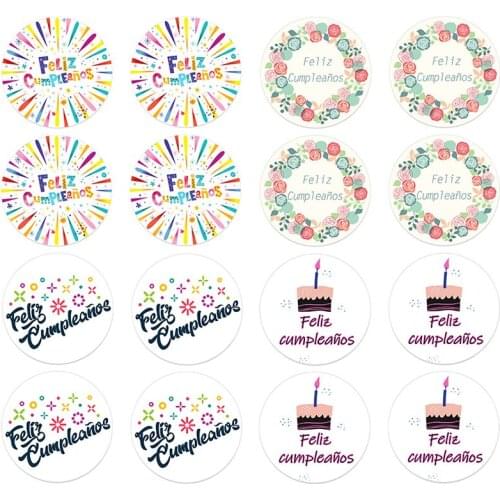 24/48pcs Birthday Party Spanish Decor Stickers Colorful Balloon Pattern Seal Adhesive Sticker for Diary Hand Account