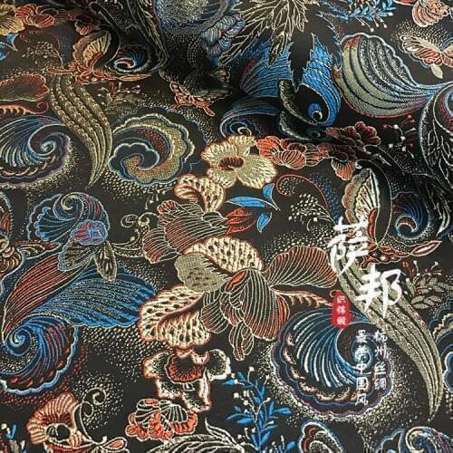 3D vintage floral satin fabric imitate silk Brocade Fabric Damask Jacquard Apparel Costume Upholstery Furnishing tissu 75*50cm