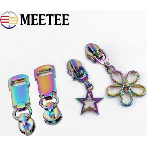 5/10pcs Meetee Alloy Zipper Silder for 5# Nylon/Metal Zippers DIY Zip Pulls For Sewing Bag Pocket Zips Repair Kits Tailor Tools