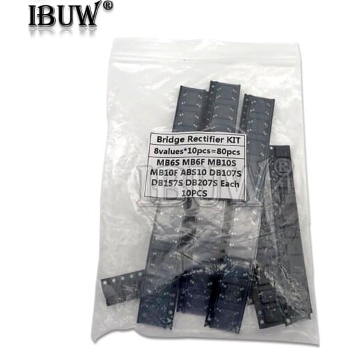 8value*10PCS=80PCS Bridge Rectifier Assorted Kit contains MB6S MB6F MB10S MB10F ABS10 DB107S DB157S DB207S igmopnrq