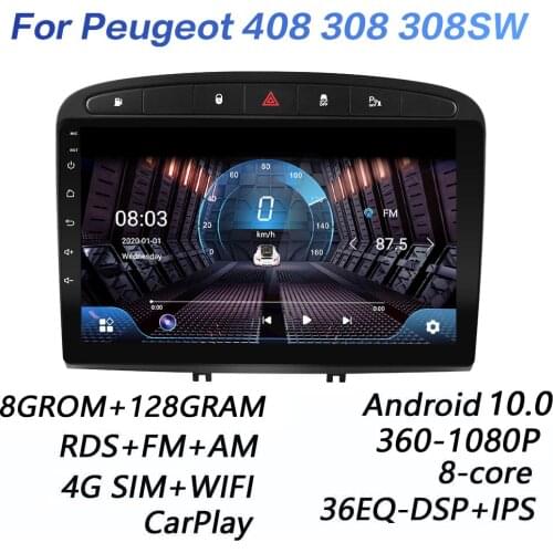 4G+64G DSP 2 din Android 9.0 4G NET Car Radio Multimedia Video Player for Peugeot 408 308 308SW Car Radio WiFi BT carplay