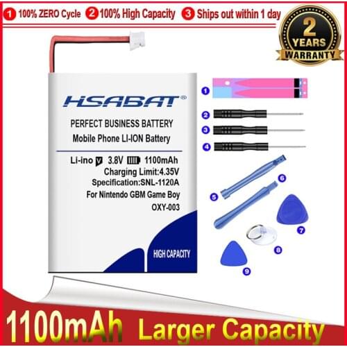 HSABAT 0 Cycle 1100mAh Battery for Nintendo GBM Game Boy Micro OXY-003 High Quality Replacement Accumulator