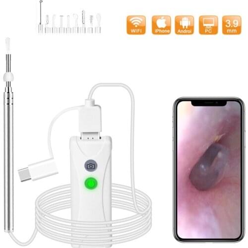 3.9mm HD 1080P Earscope Cleaner USB/WIFI Otoscope Ear Wax Removal Wireless Ear Pick Inspection Digital Ear Cleaning Endoscope