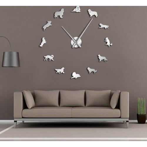 Cavalier King Charles Spaniel DIY Large Wall Clock Dog Pet Frameless Puppy Shop Wall Art Dog Breeds Modern Giant Clock Watch