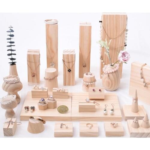 Wood Jewelry Display Holder Pendant Earrings Necklace Bracelets Display Stand