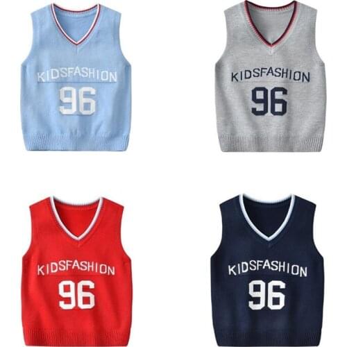 2019 New Autumn And Winter Kids Boys Sweaters Vest Letter 96 Number Print Waistcoat Children Girls Baby Clothes V-Neck knitwear