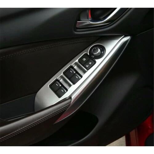 For Mazda 6 Atenza 2017 2018 Carbon Fiber Window Lift Switch Button Cover Trim Door Armrest Panel Frame Interior Accessories LHD