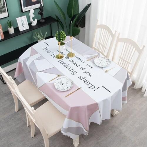 Household Tablecloth, Waterproof, Oil-proof, Burn-proof Oval Tablecloth, Household Modern Simple Coffee Table, Straight Lace