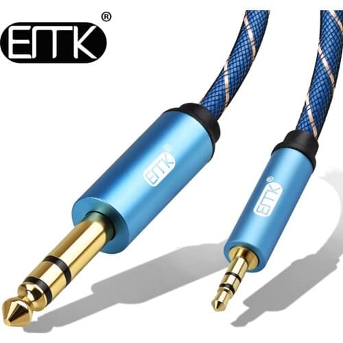 EMK 6.35mm 1/4" Male to 3.5mm 1/8" Male TRS Stereo Audio Cable for iPod, Laptop,Home Theater Devices, Amplifier with Nylon Braid
