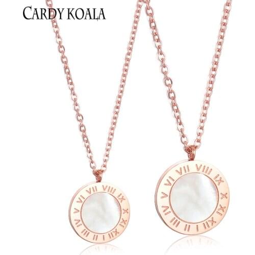 European and American white shell roman numerals rose gold round clavicle chain female net red necklace rose gold jewelry