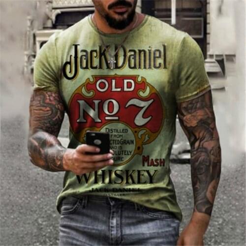Mens Summer New Round Neck Short Sleeve Loose Personality T-shirt Printed Pattern Casual T-shirt Top