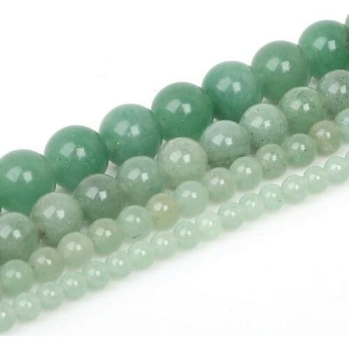 Wholesale Natural Stone Green Smooth Round Loose Stone Beads For DIY Jewelry Necklaces & Bracelets Making Select Size 4/6/8/10mm
