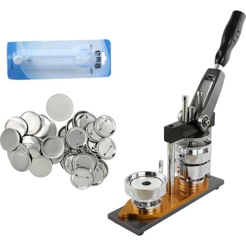 75mm Badge Making Machine shaking head Button Maker Kit + 75mm Acrylic Paper Cutter + 500pcs 75mm Safety Pin Button Badge