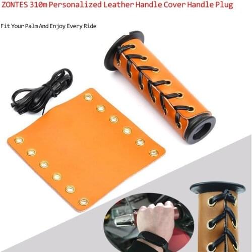 Motorcycle Modified Handle Cover Rubber Real Leather Universal Grip Stainless Steel Plug for Zontes 310