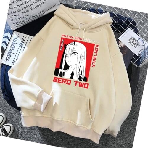 Janpanese Anime Darling In The Franxx Zero Two Cartoon Print Hoody Men Women Unisex Sweatshirts Fashion Cartoon Printing Hoodies