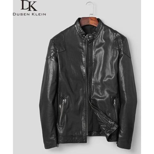 Men Genuine Leather Jacket Real Sheepskin Jackets Casual Short Black Pockets 2019 Autumn New Jacket for Man Washed Leather s1098