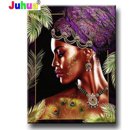 New Diamond Mosaic"African Black Woman Portrait"Art Diy Diamond Painting Full Square Round Diamond Embroidery Portrait Girl