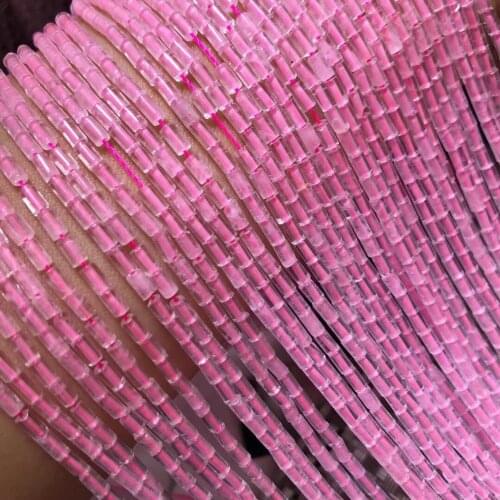 One strand rose quartz pillar 2*4mm for DIY jewelry making loose beads FPPJ wholesale beads nature gemstone