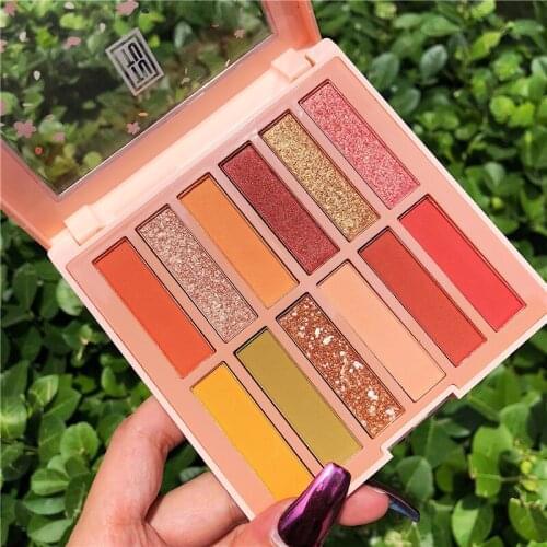 12 Color Glitter Shimmer Matte Eyeshadow Palette Nude Pigmented Metallic Bright Eye Shadow Pallete Makeup Palette Brand Cosmetic