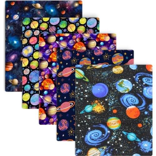 Planet Universe Polyester Cotton Fabric for Tissue Sewing Quilting Fabrics Needlework Material DIY Handmade,1Yc13465