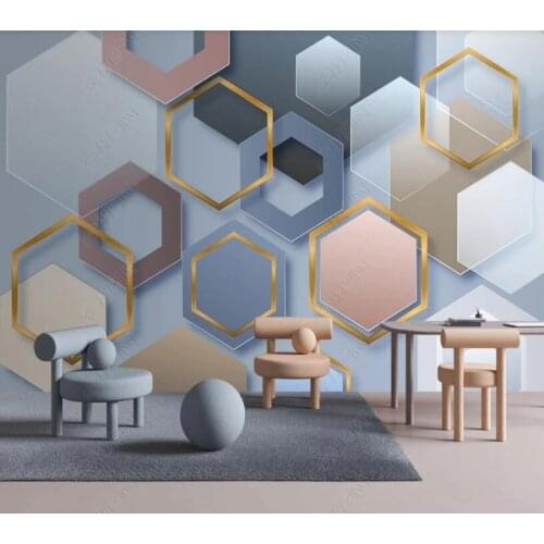 Custom papel de parede geometry pink wax color for living room bedroom sofa background wall decoration wallpaper