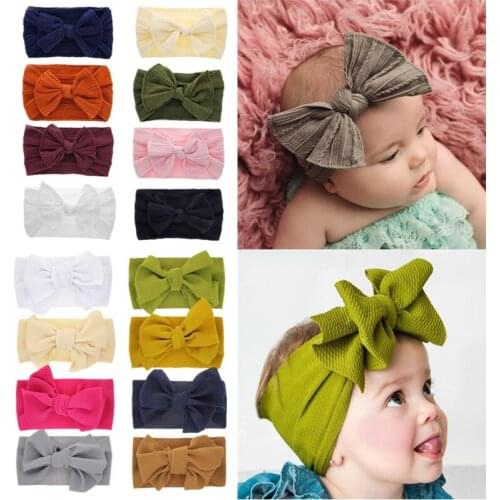 8Pcs/Set Baby Girls Lovely Bow Hairband Hemp Pattern Elastic Wide Headband Stretch Knot Bandanas Turban Headdress Accessories