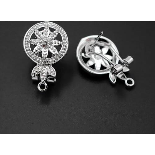 Earrings Post with Loop Hanger Connectors Filigree DIY Retro Metal African Chile Dubai Women Clip Stud Earrings Jewelry Findings