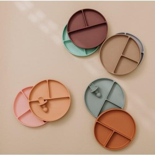 Food Grade Silicone Baby Bowl Fork Spoon Set Childrens Tableware Waterproof Feeding Plates Non-slip Training Bowl Baby Supplies