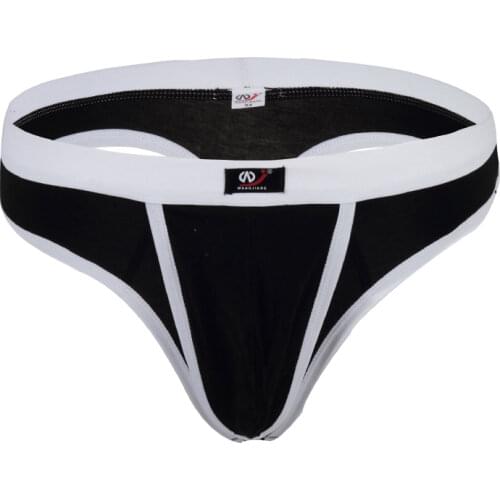 Wang Jiang Men Thong Cotton Mens G Strings Open Crotch Hole Sexy Underwear Penis Pouch Male Lingier Low Rise Panties Erotic