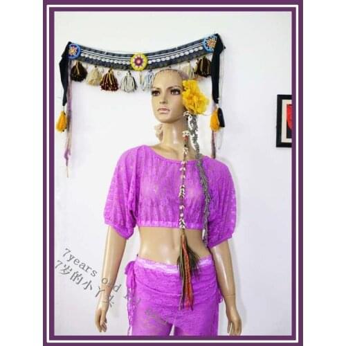 Belly dance top costumes New style belly dance costumes senior sexy lace Bat Sleeve Blouse Top DM77
