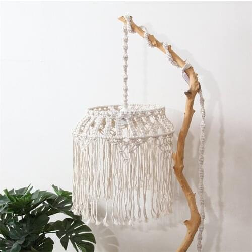 Woven Lampshade Macrame Tapestry Hanging Lamp Decoration For Living Room Bohemian Home Decor Woven Lantern Hanging Pendant