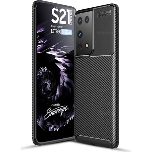 Carbon fiber slim silicone bumper back cover for samsung galaxy s 21 s21 ultra plus case gelaxi s21ultra s21plus s21+ s 20ultra