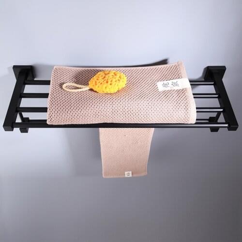 Bathroom Towel Rack Towel Rail Bathroom Shelf AluminumBlack Bath Towel Holder Bath Shelves