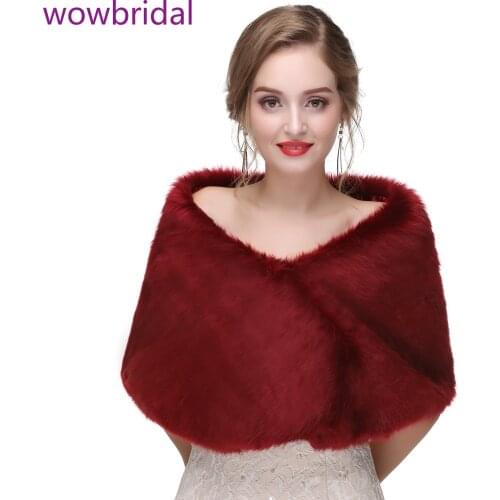 WOWBRIDAL Warm Faux Fur Winter Bridal Cape Wedding Cloaks Party Wraps Jacket Wrap Boleros De Encaje Boleros De Mujer