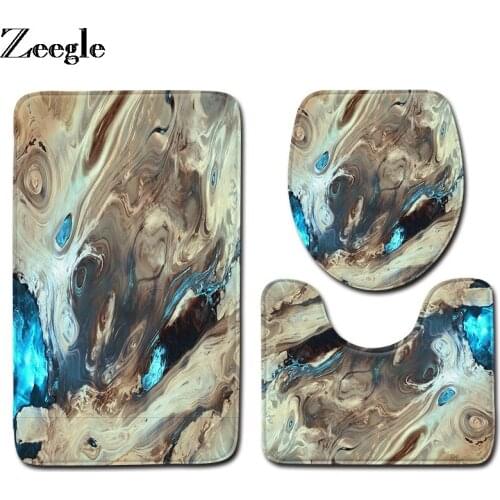 Zeegle 3Pcs Bath Mat Set Anti Slip Bathroom Rugs Doormat Toilet Pedestal Rug Flannel Absorbent Foot Mat Washable Toilet Carpet