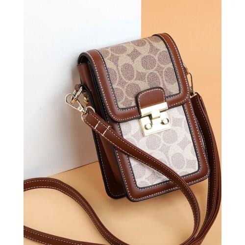 Soft Leather Bag Womens 2021 Summer New Korean Fashion Printing Mobile Phone Bag Womens Bag Single Shoulder Bag Messenger Bag