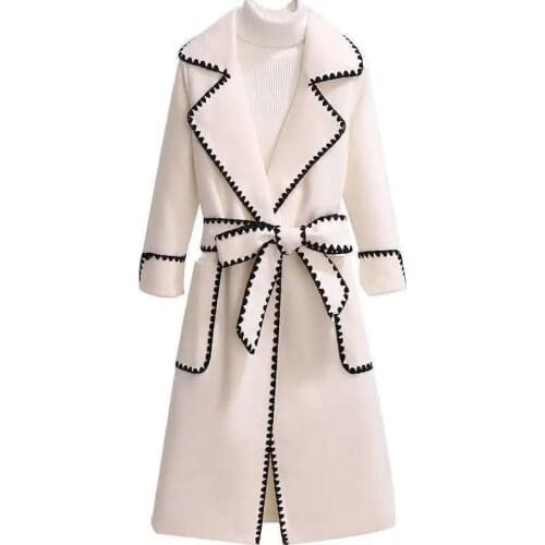 Woolen Jacket Women 2021 New Spring Autumn Mid-length Woolen Coat Female Korean Casual With Belt High Quality Wool Jackets Women