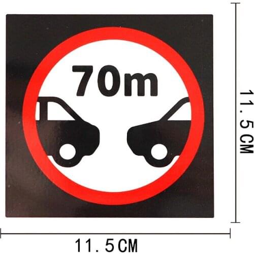 1 Pcs Minimum Distance 70m Flat Decal Traffic and Road PVC Car Sticker 11.5*11.5CM