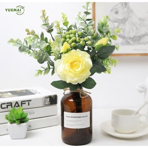 1Pcs Hybrid Rose Flower Bouquet silk flowers for teddy fresh home decoration beauty forever office wedding decoration