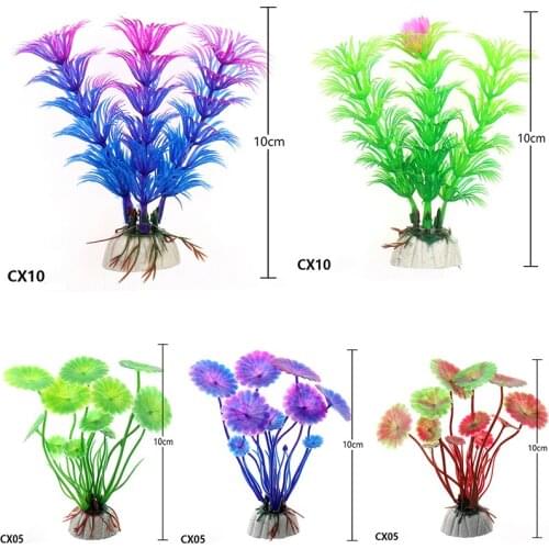 10pcs 10cm Height Emulational Water Grass Ceramic Base Aquarium Landscape Fishbowl Decoration
