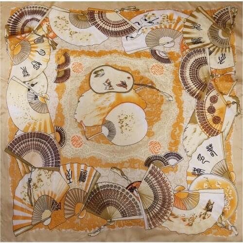 100% Silk Scarf Women Scarf Fan Hijab Scarf Silk Big Silk Bandana 2019 Top Foulard Middle Square Silk Scarf Hot Gift for Lady