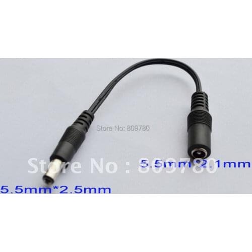 1000pcs High quality All copper brand new DC cable power jack female 5.5mmx 2.1 mm plug male 5.5mm x 2.5mm