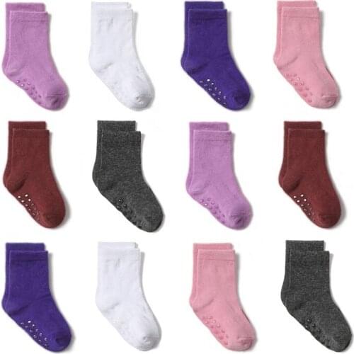 12pairs/lot Baby Boys Girls Sock Child Non-slip Socks Cotton Socks Suit For 1-5Years