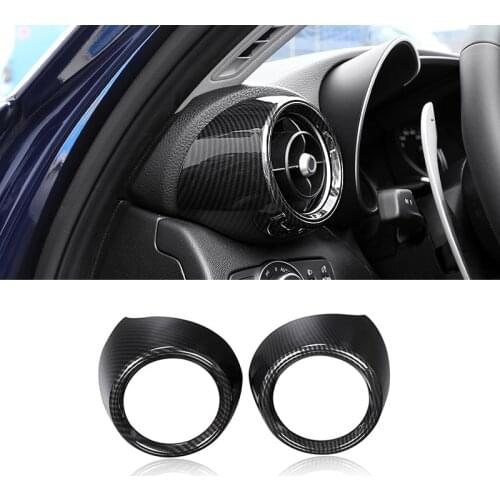Carbon Fiber Style For Alfa Romeo Giulia 2017 2018 ABS Plastic Front Side Air Conditioning Cover Frame Trim 2pcs