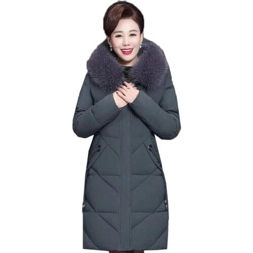 7XLPlus size Cotton Coat Women Winter Warm Jacket Mid-Long Thick Loose Cotton Jacket Ladies Parker Coat Overcoat Mother Costume