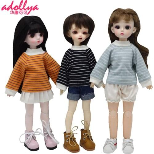 Adollya BJD Doll Accessories Tops Clothes for Doll 4.5cm Shoes Casual Long Sleeve Sweater Hoodie Shoes Suitable for 1/6 Dolls