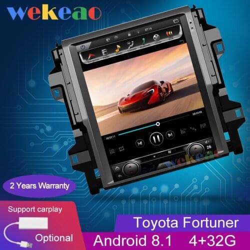 Wekeao Vertical Screen Tesla Style 12.1" 1Din Android 8.1 Car Radio GPS Navigation For Toyota Fortuner Revo Car DVD Player 2016