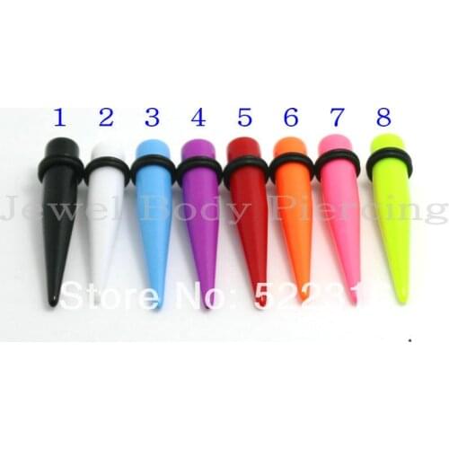 Free shipping body piercing jewelry acrylic solid full color straight ear taper 1.6mm 2mmm 2.5mm 3mm 4mm 5mm 6mm 8mm 10mm