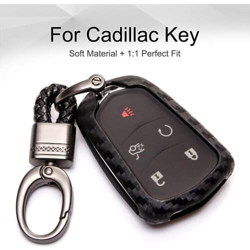 KUKAKEY Car Key Case Cover For Cadillac Escalade ESV CTS ATS 28T CTS-V coupe SRX 5 Buttons KeyRing Key Protective Shell